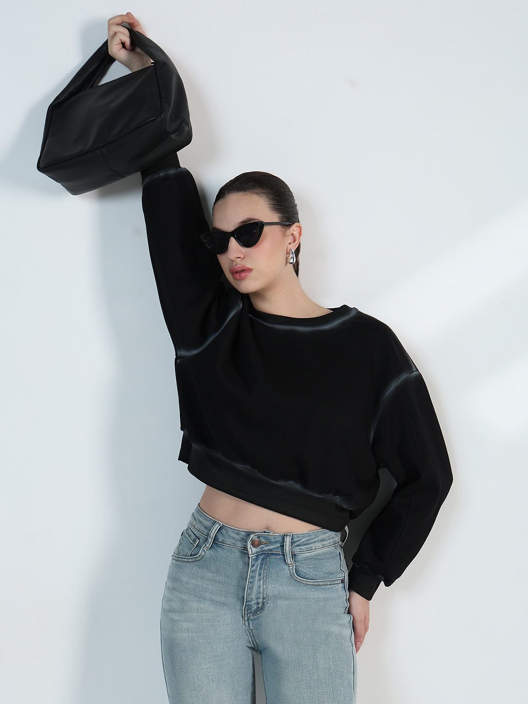 Women's Black Oversized Short Top