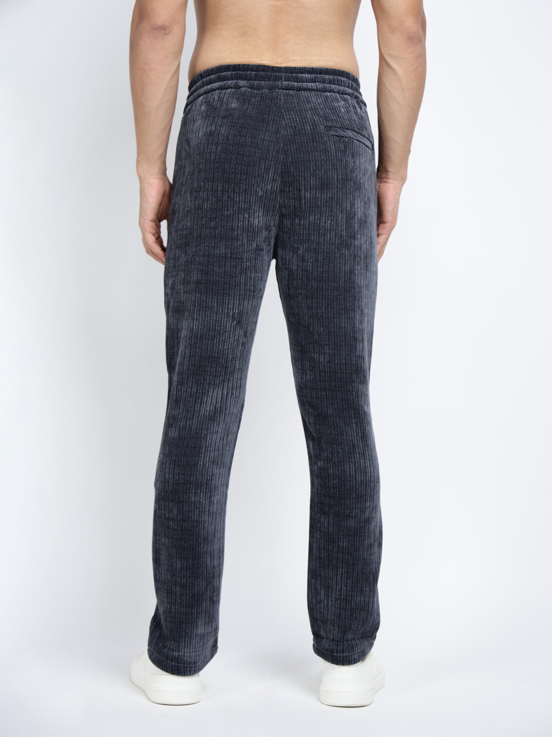 Men's Corduroy Grey Regular Fit Trousers