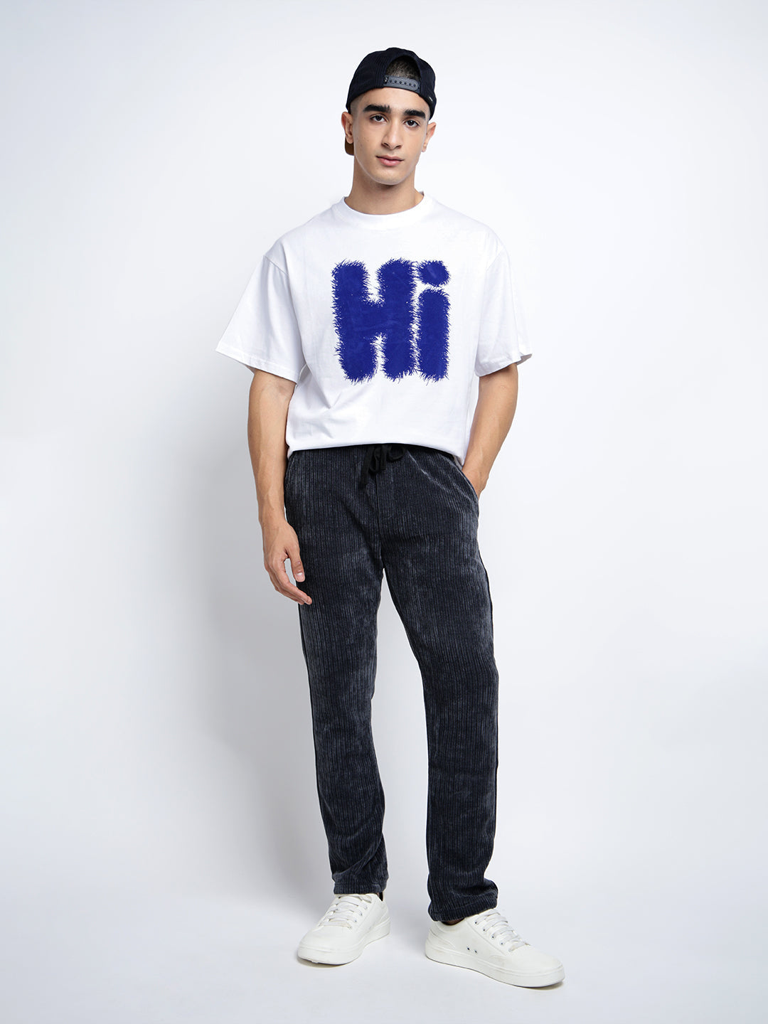 Men's Corduroy Grey Regular Fit Trousers