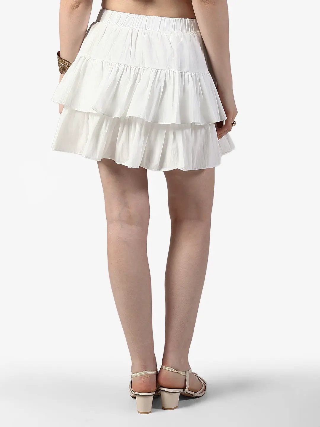 Women's White Tiered Mini Skort with Flared Hem - from SHOWOFFFF