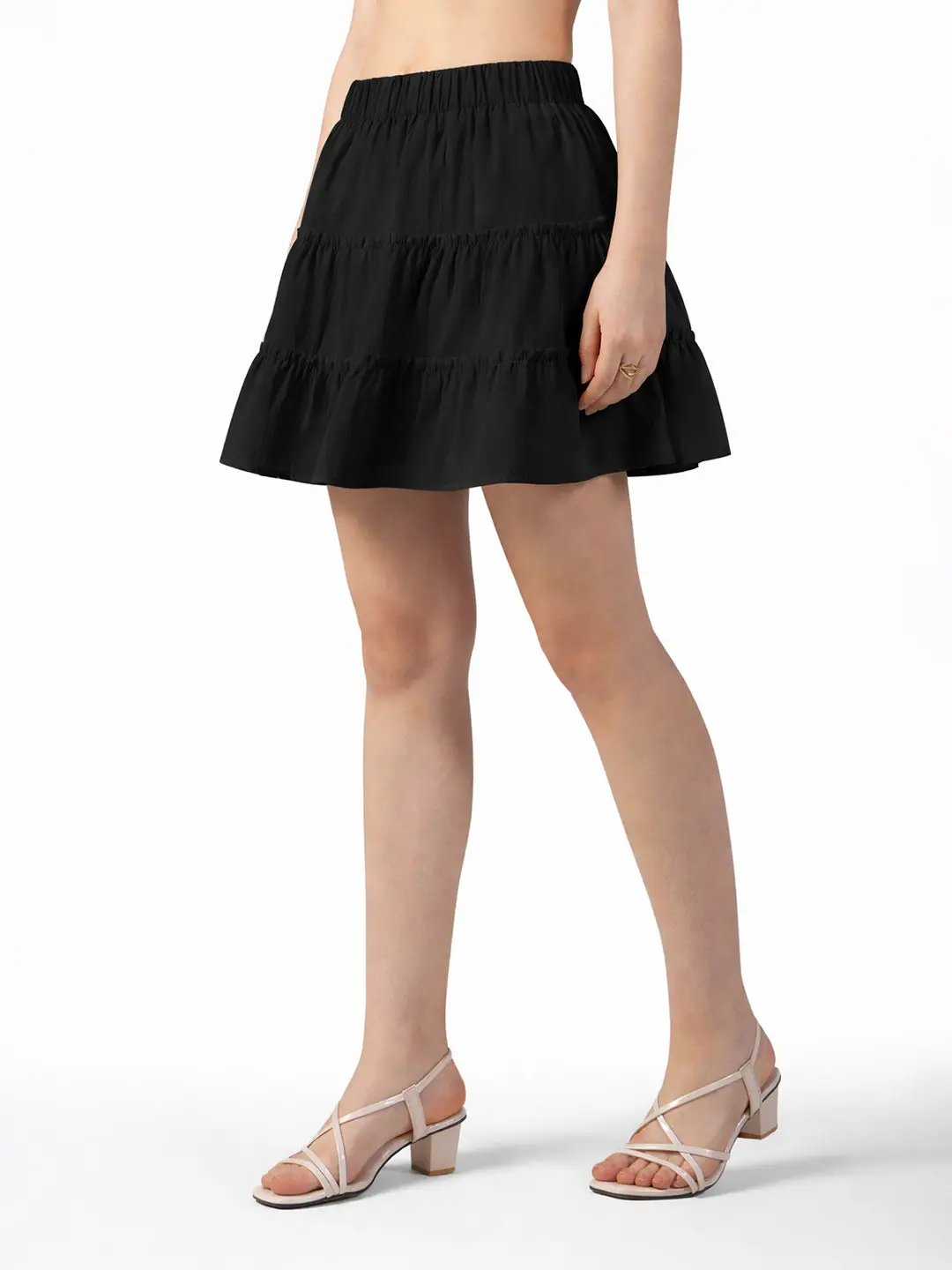 Women's Black Tiered Mini Skort - from SHOWOFFFF