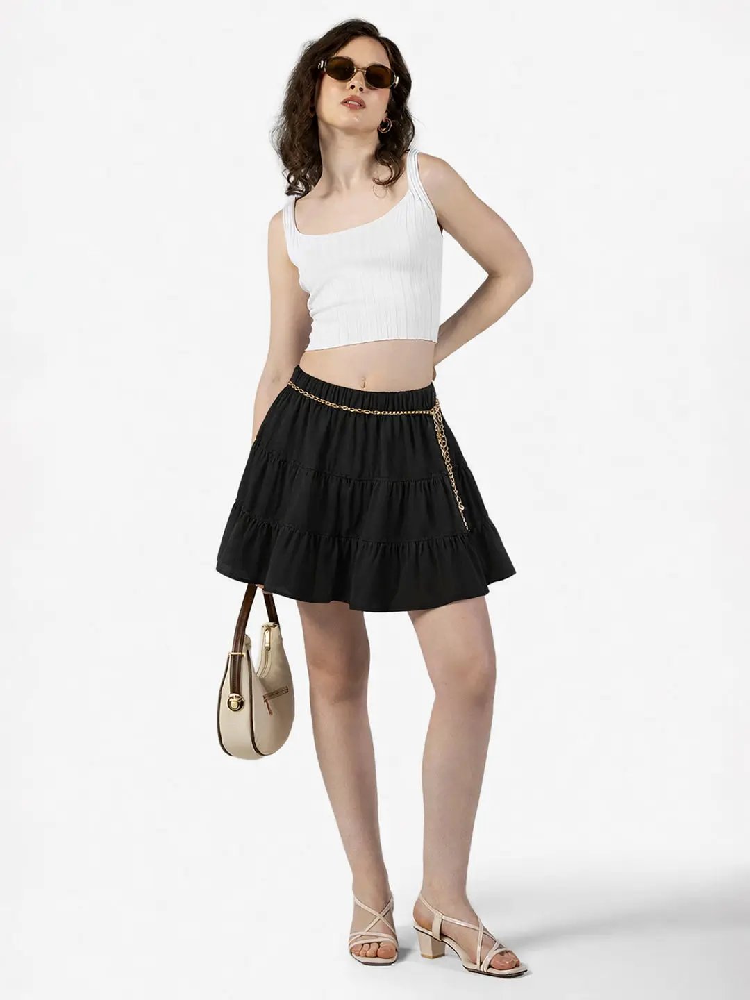 Women's Black Tiered Mini Skort - from SHOWOFFFF