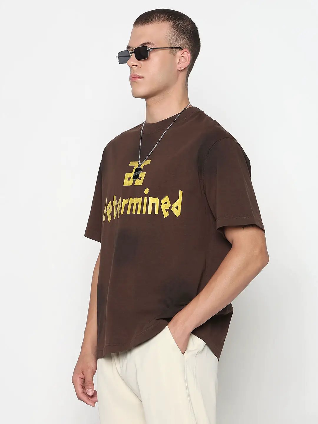 Men's Typography Printed Brown Regular Fit T-Shirt - from SHOWOFFFF