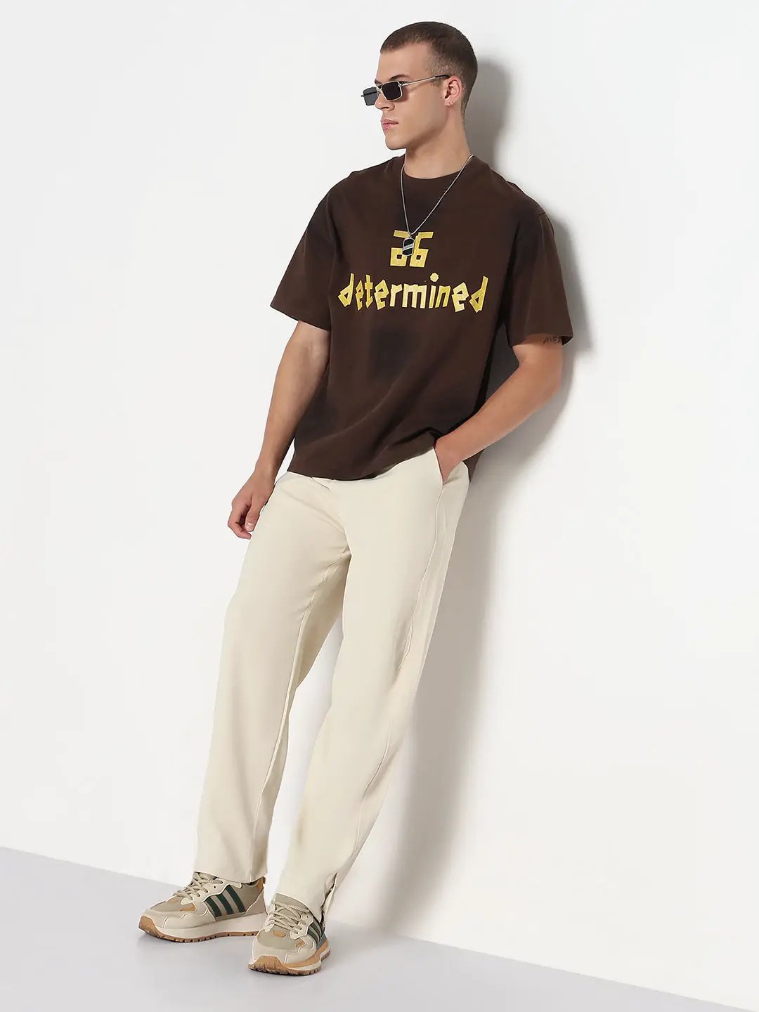 Men's Typography Printed Brown Regular Fit T-Shirt - from SHOWOFFFF