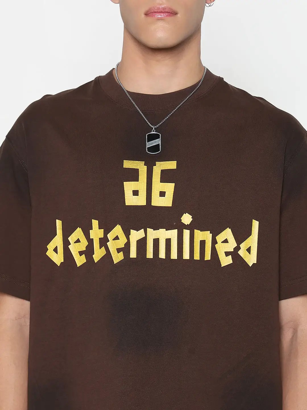 Men's Typography Printed Brown Regular Fit T-Shirt - from SHOWOFFFF