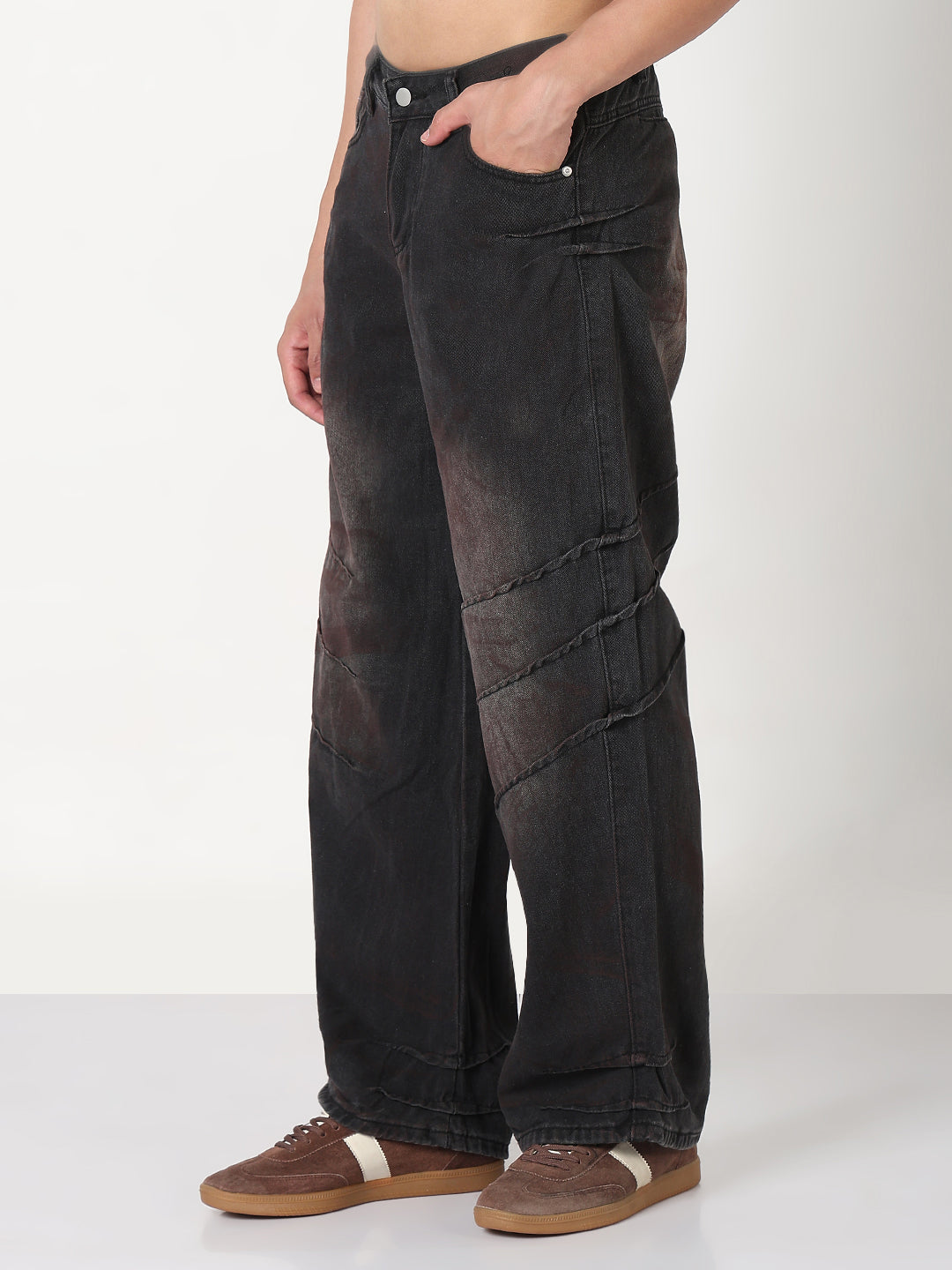 Men's Black Baggy Fit Clean Look Jeans