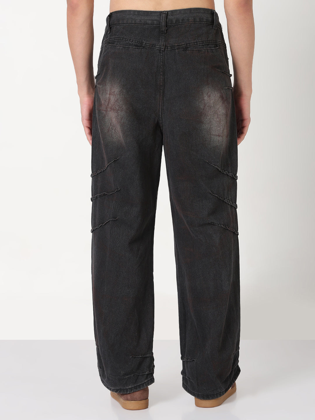 Men's Black Baggy Fit Clean Look Jeans