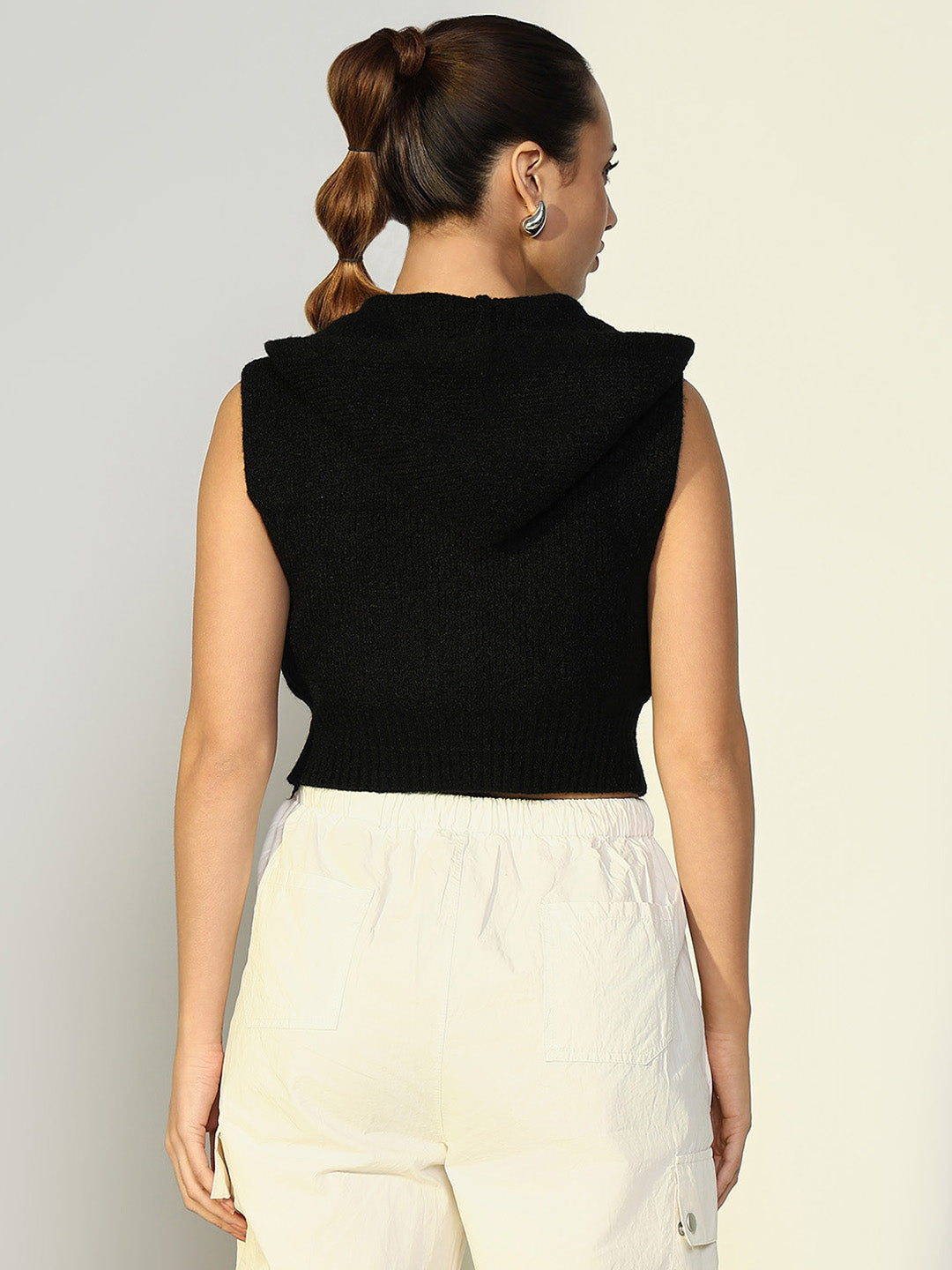 Women Solid Black Top