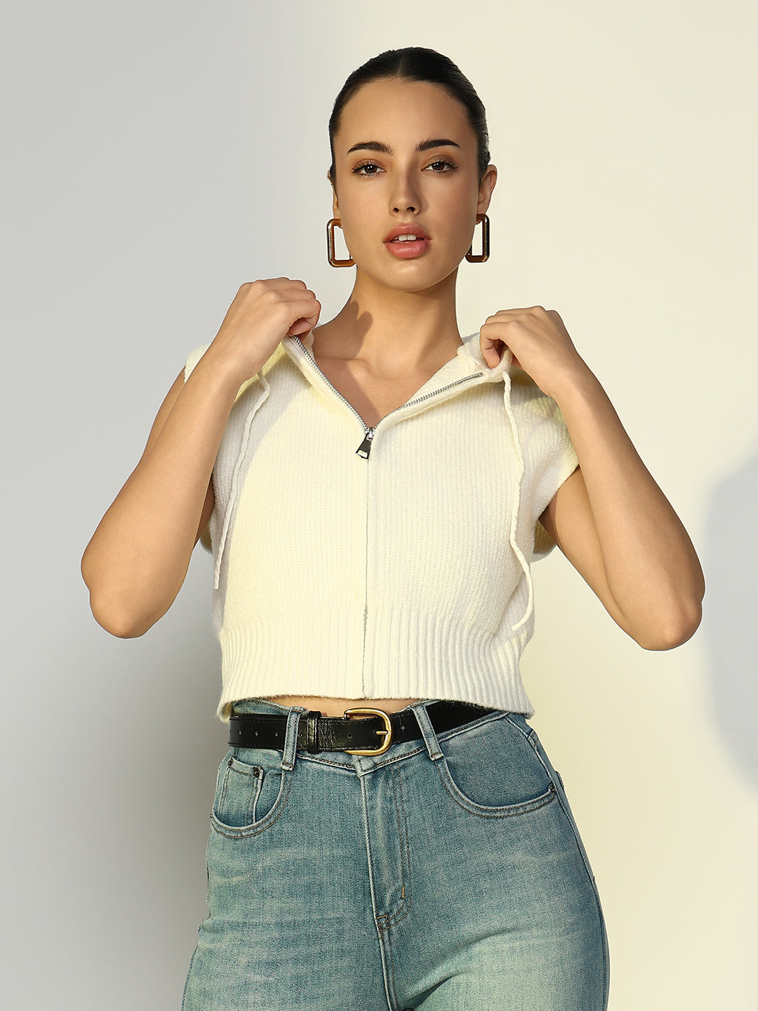 Women Solid Off White Top