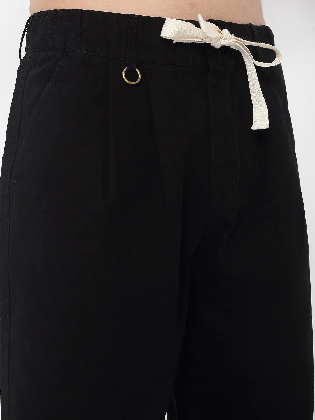 Men's Cotton Black Relaxed Fit Korean Trousers - Uncategorized from SHOWOFFFF