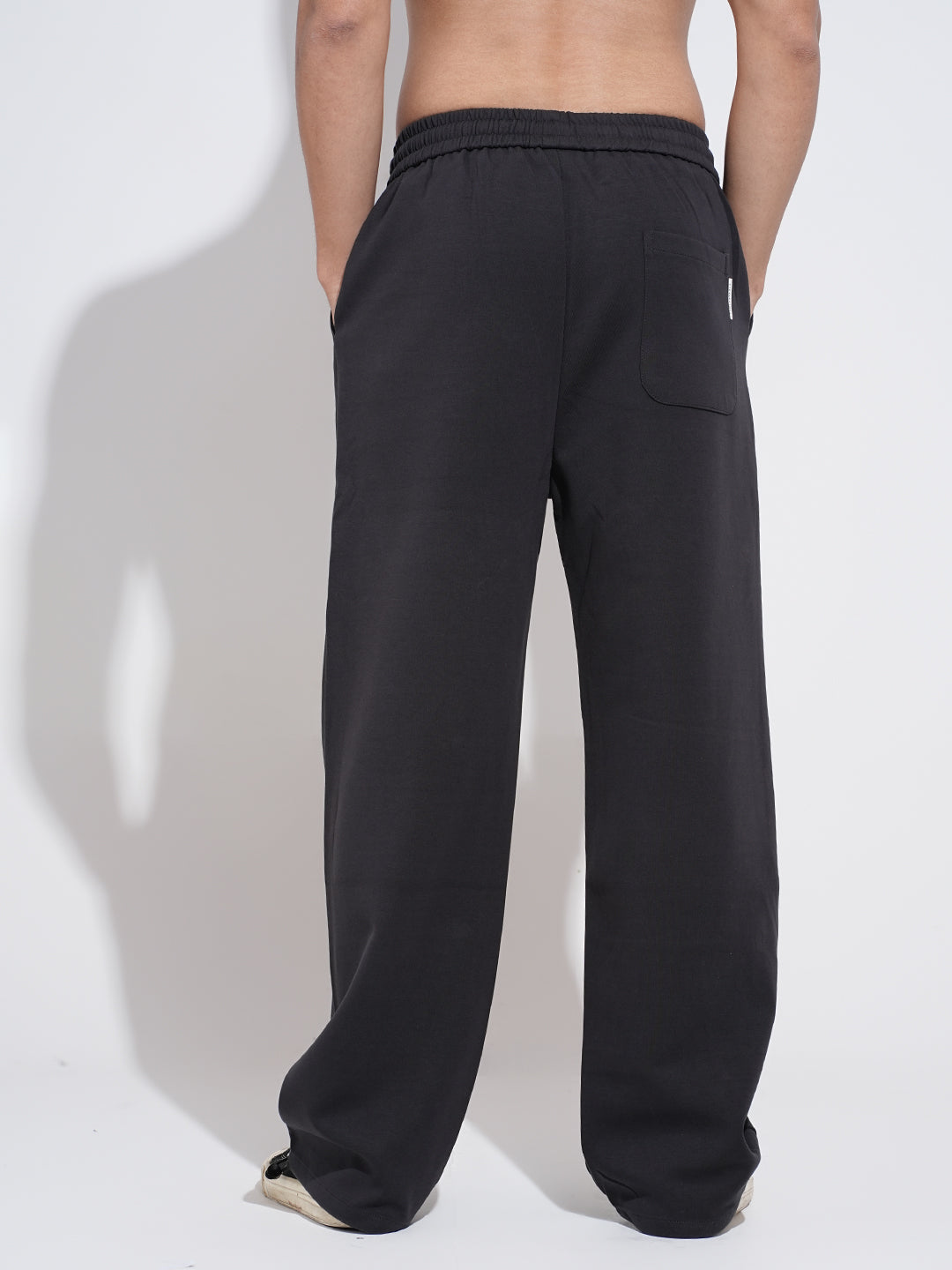 Men's Charcoal Relaxed Fit Trousers with Elasticated Waist and Drawstring