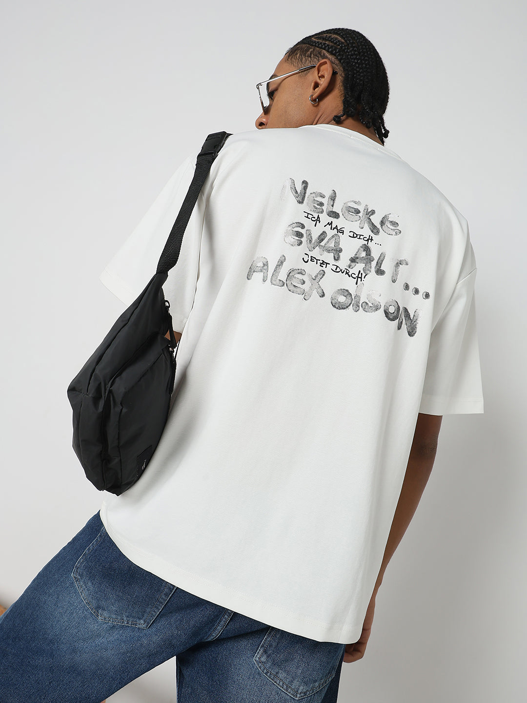 Men Casual White Graphic T-Shirt