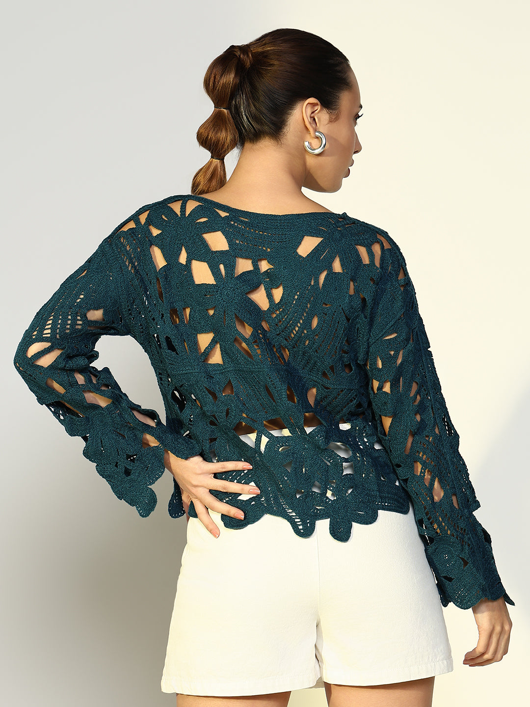 Women Solid Teal Top