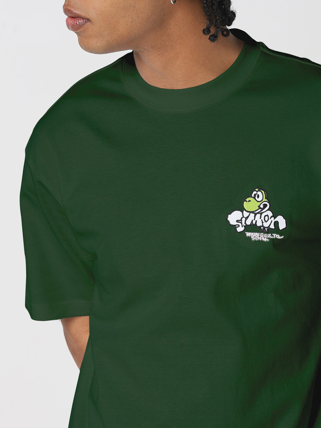 Men's Cartoon Graphic Green T-Shirt