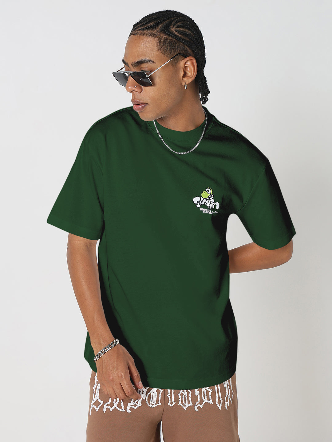 Men's Cartoon Graphic Green T-Shirt