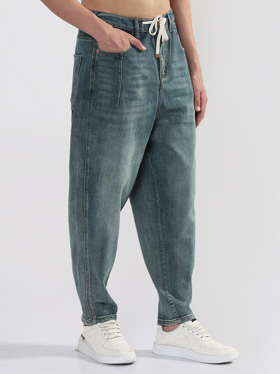 Men's Blue Barrel Fit Jeans