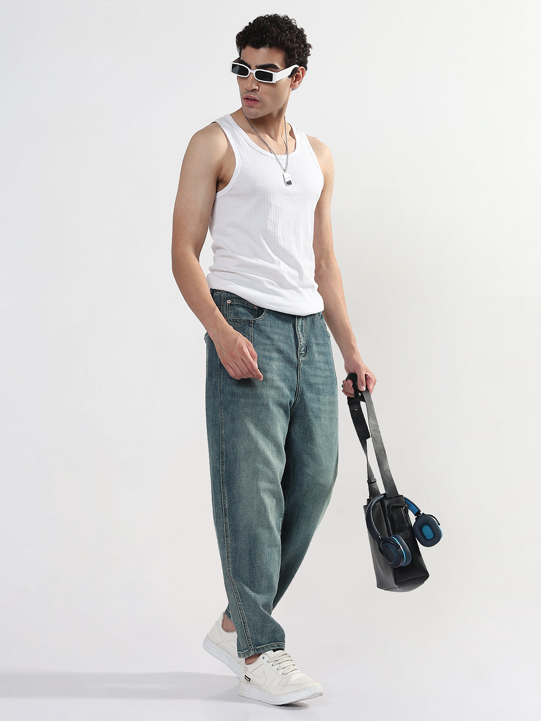 Men's Blue Barrel Fit Jeans