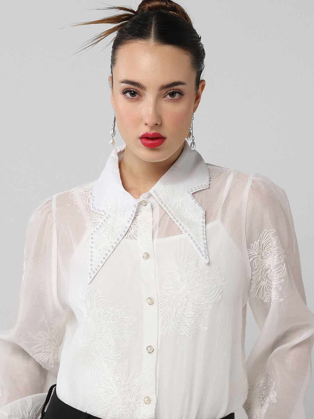 Women Solid White Shirt with Inner Slip