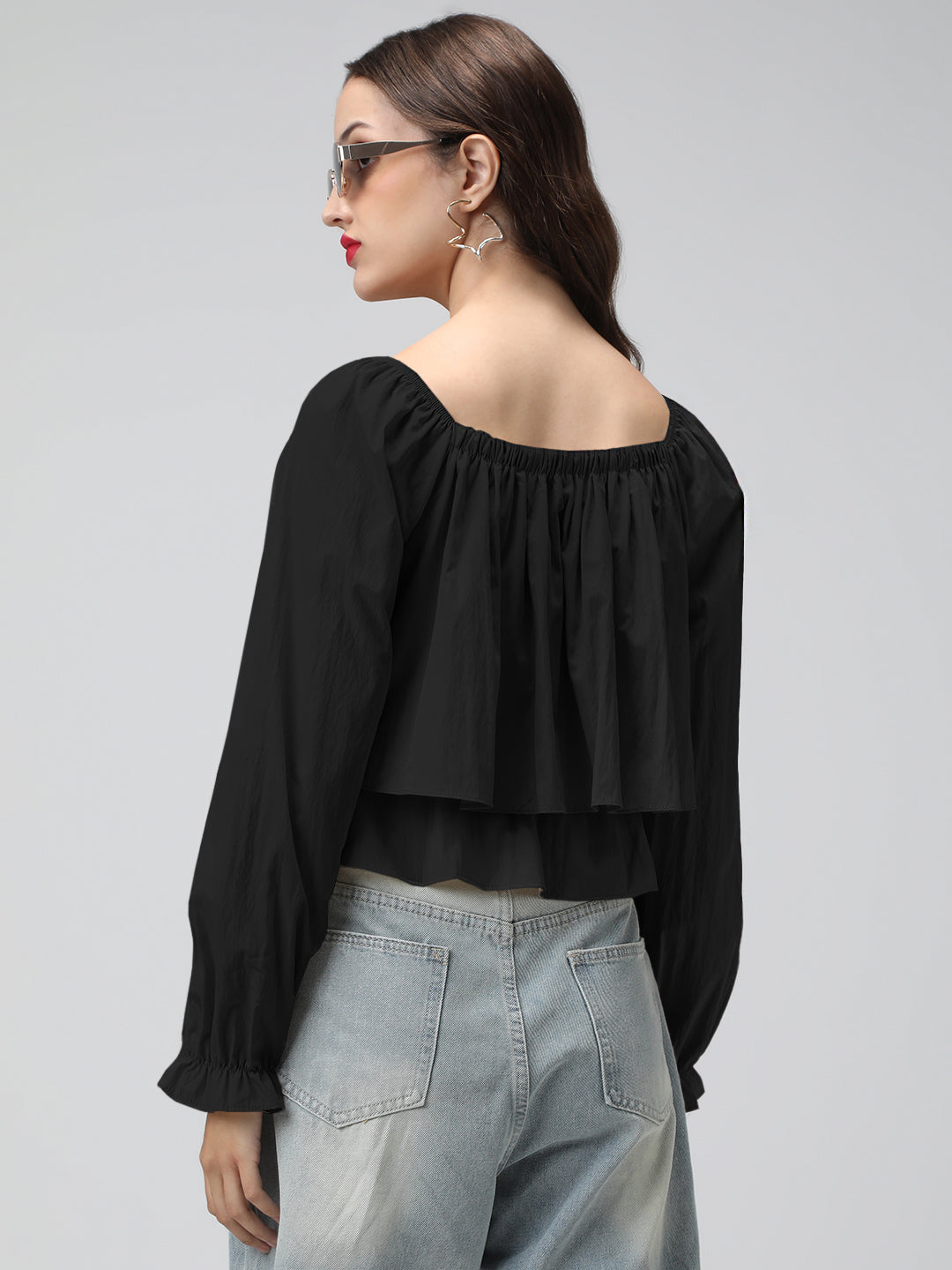 Women's Black Tiered Top