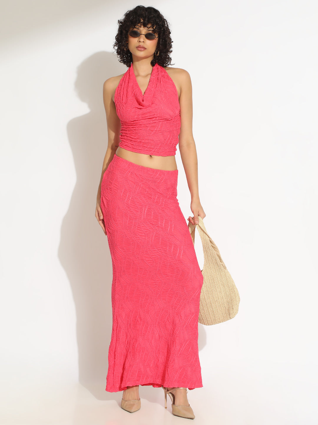 Women's Pink Alter Top and Skirt Co-Ord Set