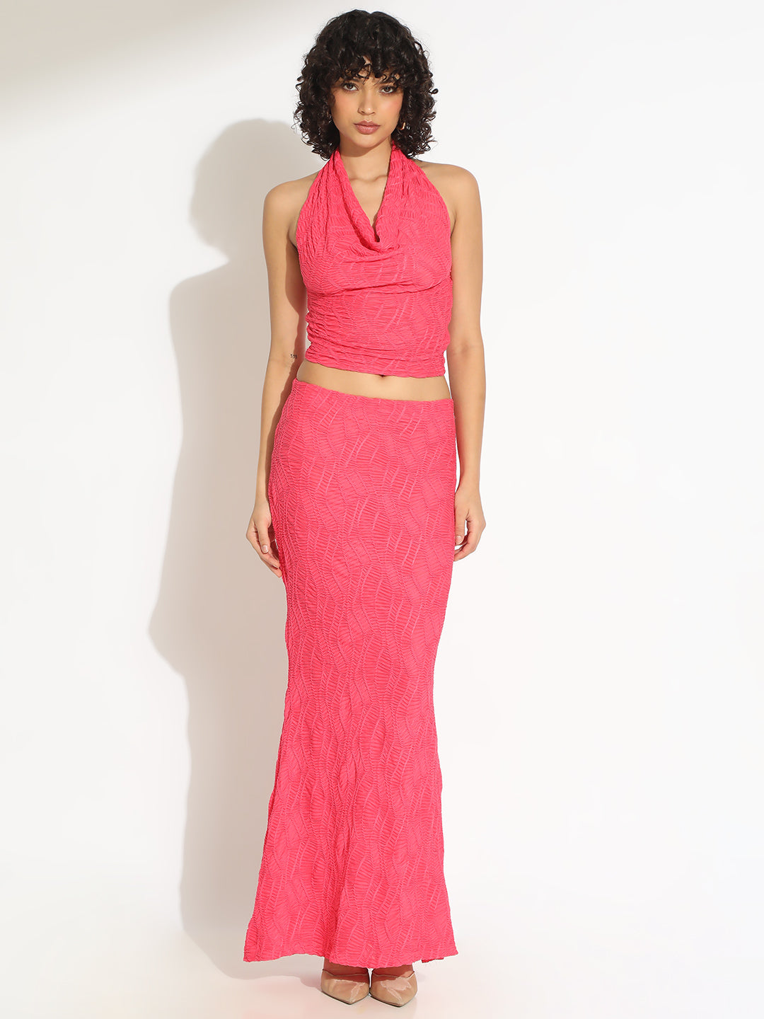 Women's Pink Alter Top and Skirt Co-Ord Set