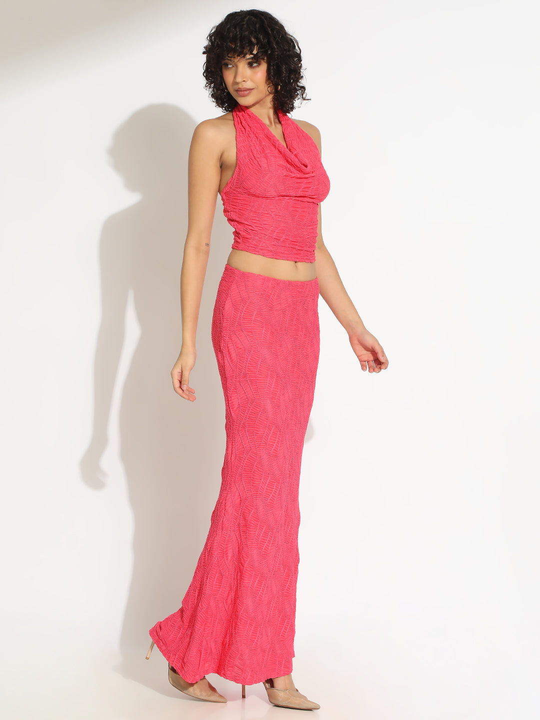 Women's Pink Alter Top and Skirt Co-Ord Set