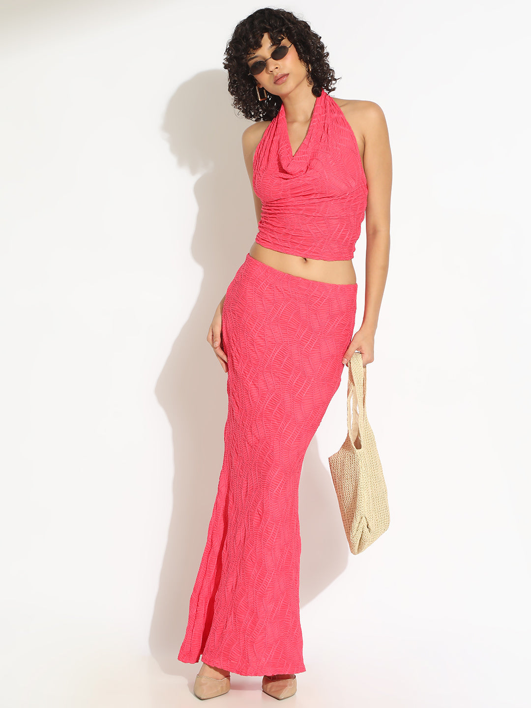 Women's Pink Alter Top and Skirt Co-Ord Set