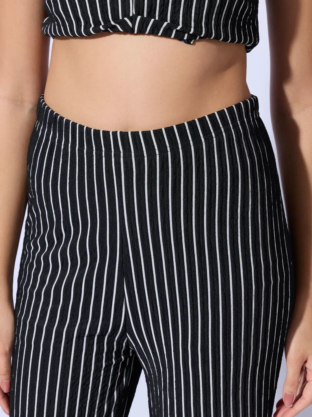 Women's Striped Black Sleeveless Top and Trouser Co-Ord Set - Uncategorized from SHOWOFFFF