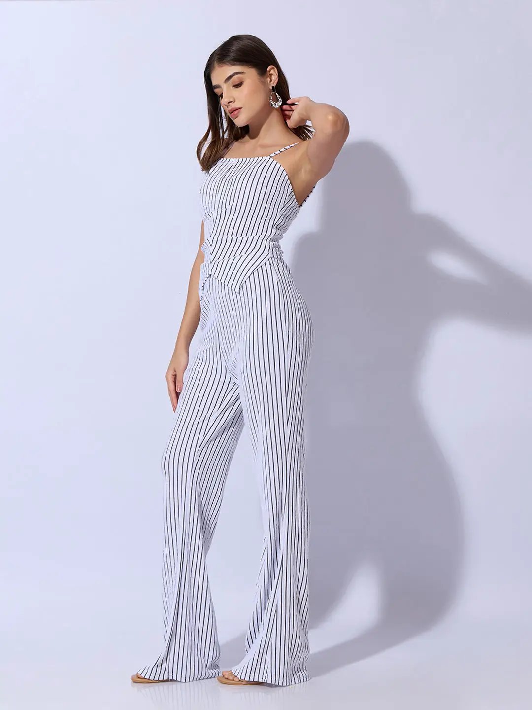 Women's Striped White Sleeveless Top and Trouser Co-Ord Set - Uncategorized from SHOWOFFFF