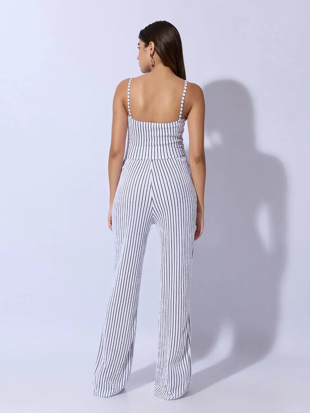 Women's Striped White Sleeveless Top and Trouser Co-Ord Set - Uncategorized from SHOWOFFFF