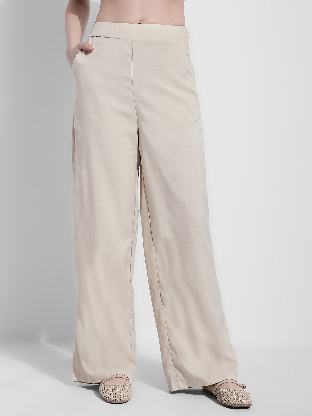 Women's Beige Tailored Vest & Straight Pants Co Ord Set