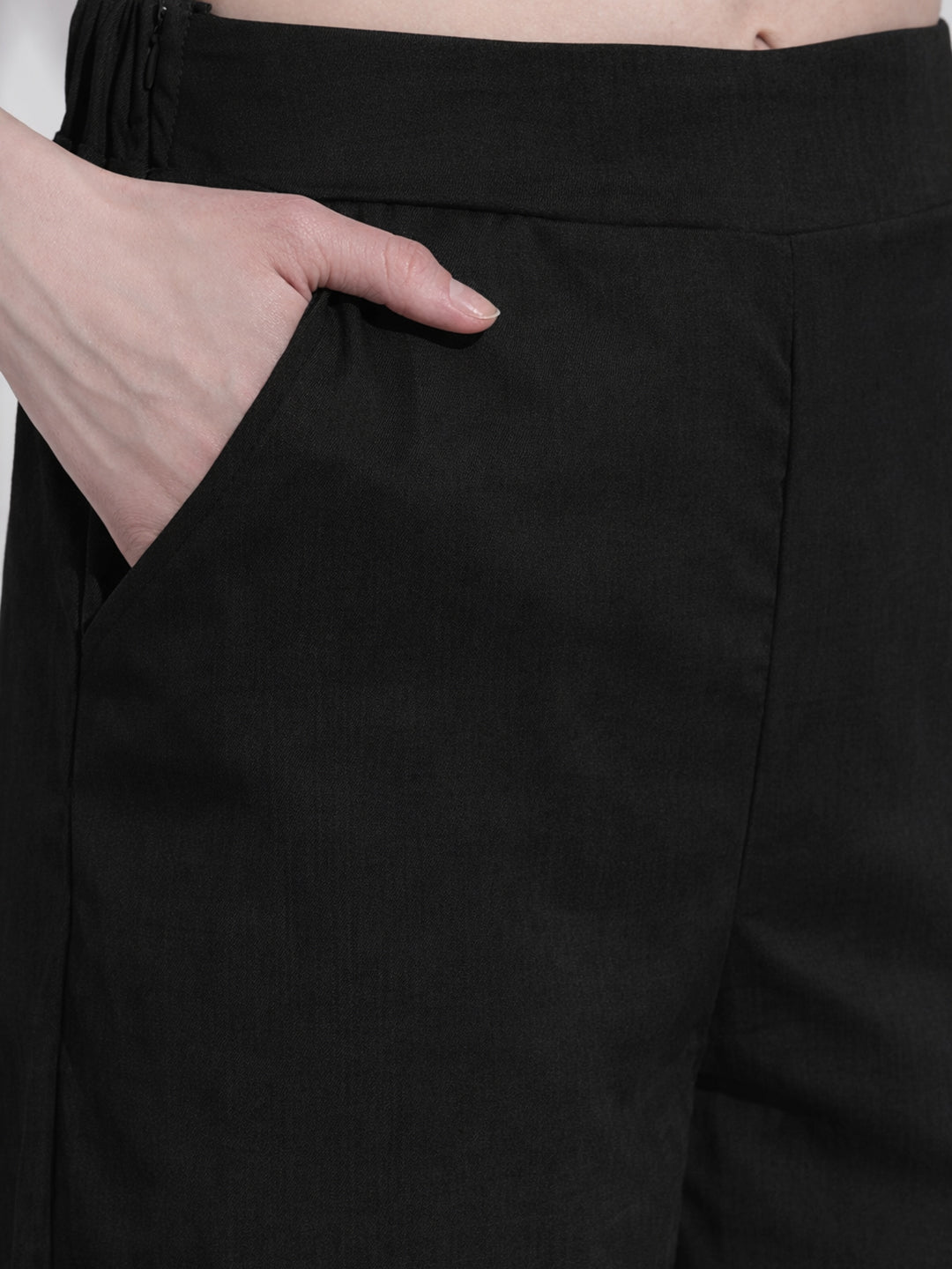 Women's Black Tailored Vest & Straight Pants Co Ord Set