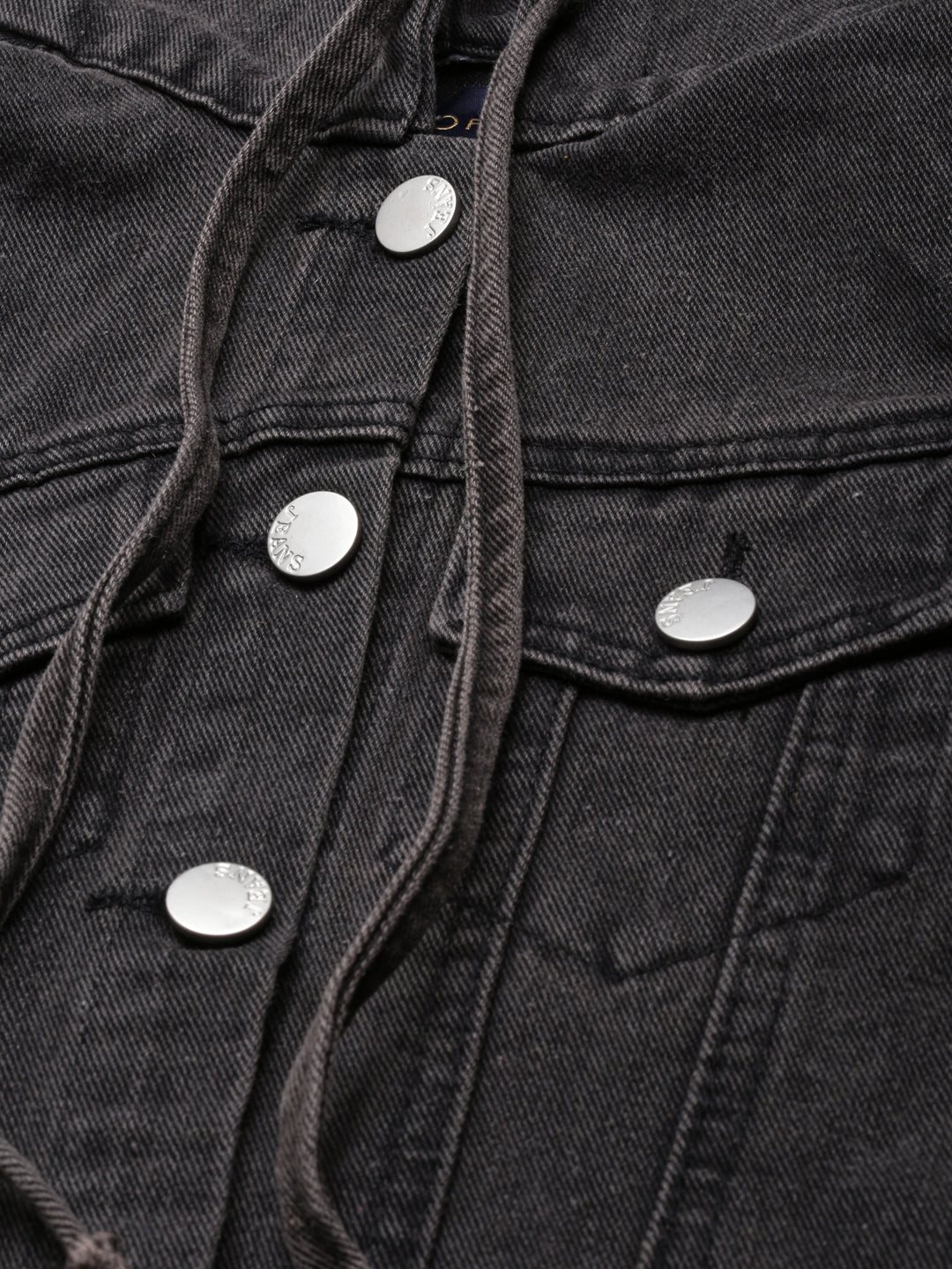 Women Black Solid Denim Jacket