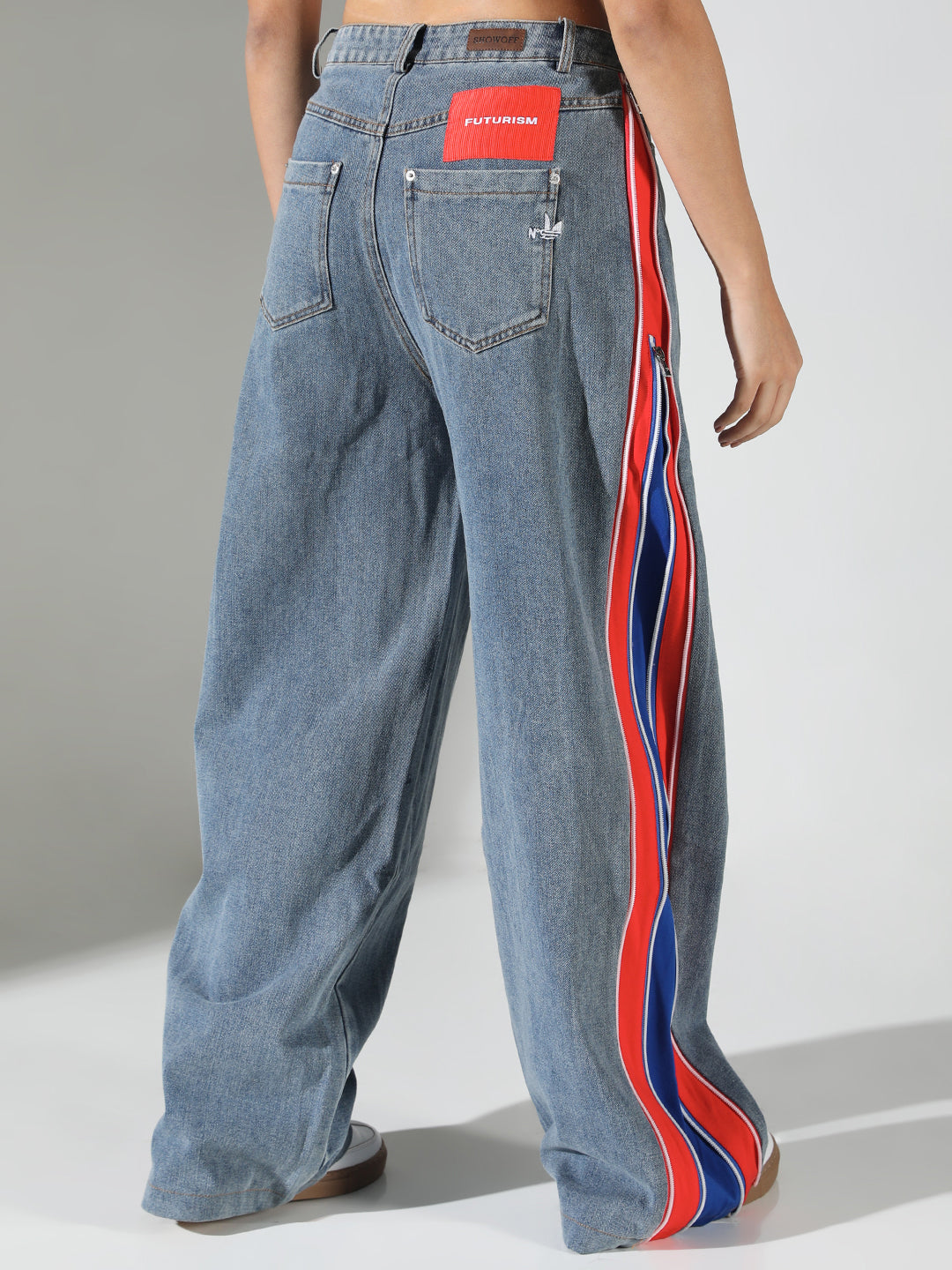 Women Blue Solid Wide Leg Jeans