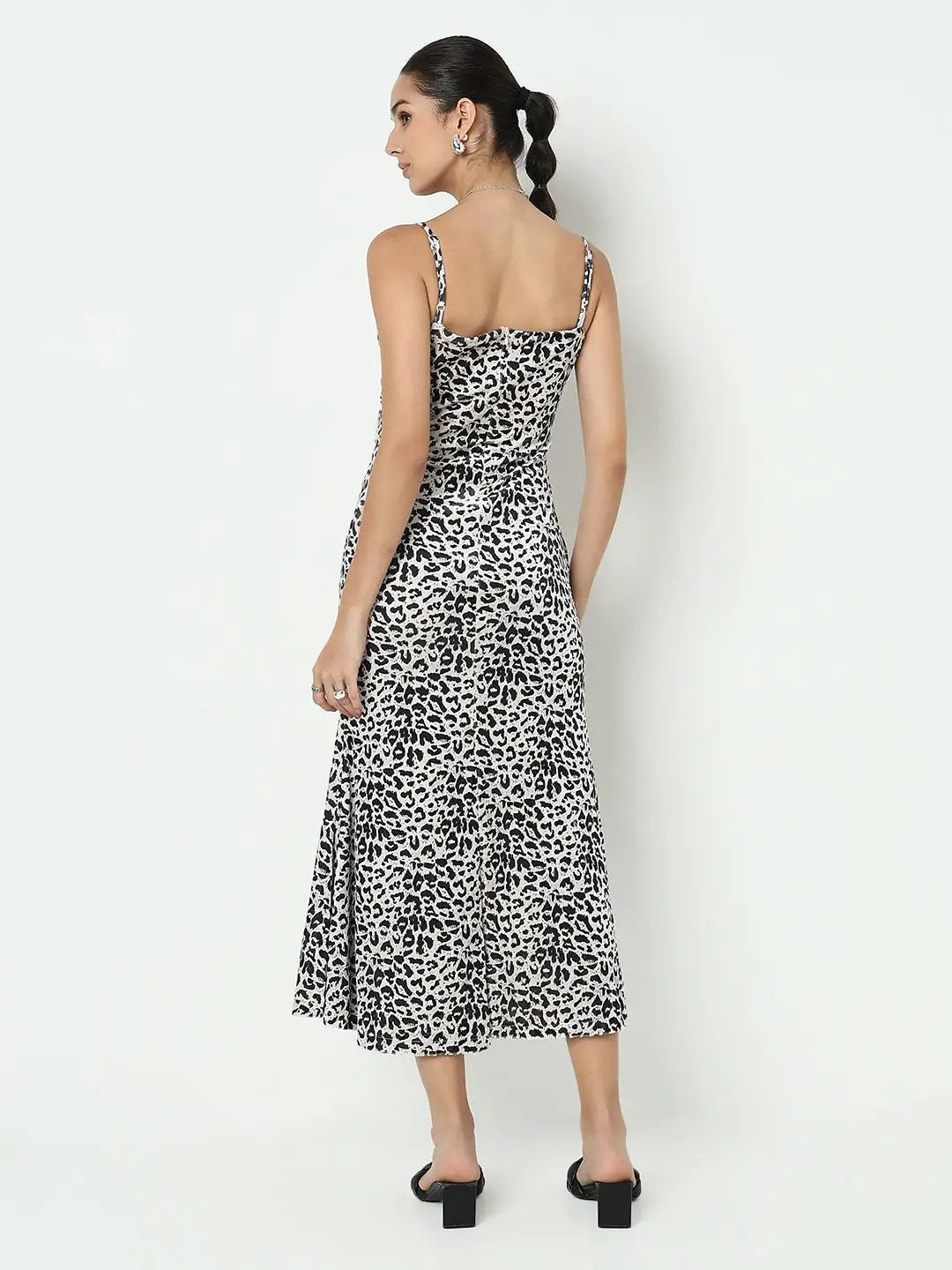 Women's Animal Print Cream Velvet Bodycon Maxi Dress with Back Slit - from SHOWOFFFF