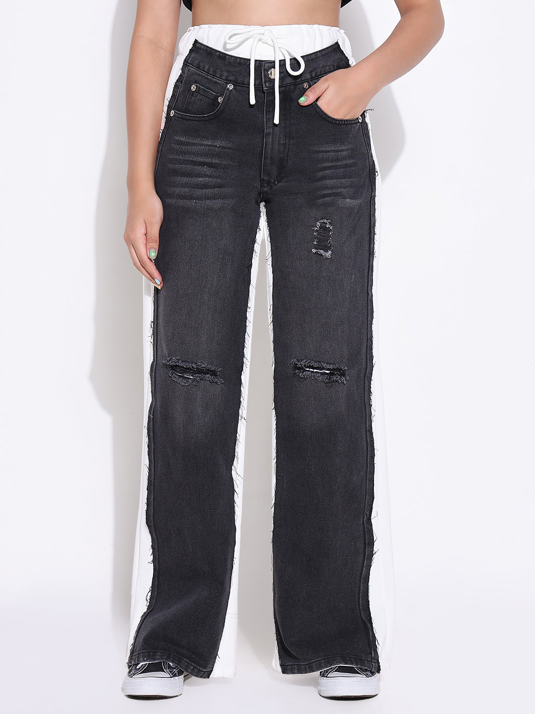 Women Solid Charcoal Jogger Jeans