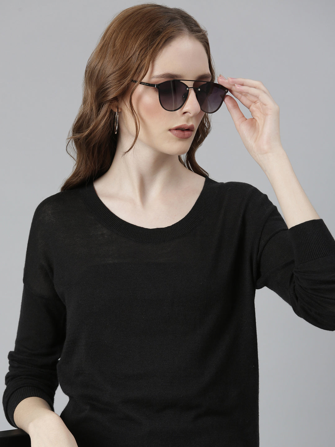 Women Black Solid Regular Top