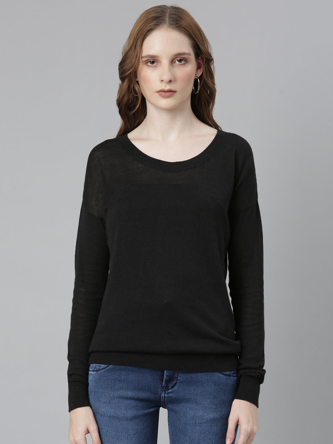 Women Black Solid Regular Top