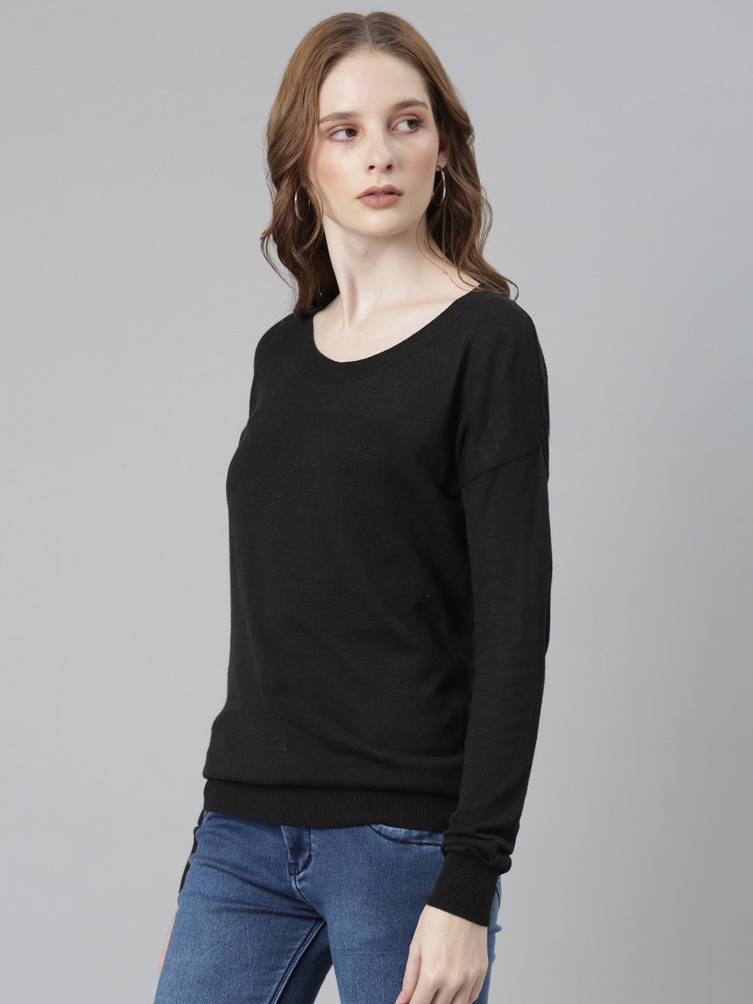 Women Black Solid Regular Top