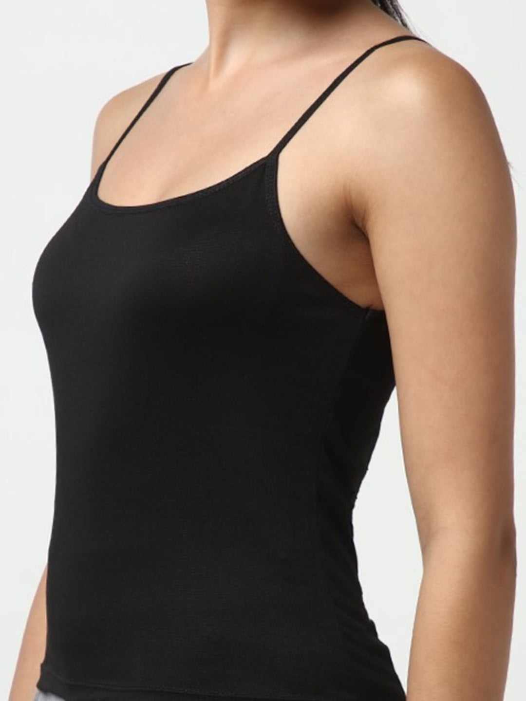 Women Solid Black Shirt with Inner Slip