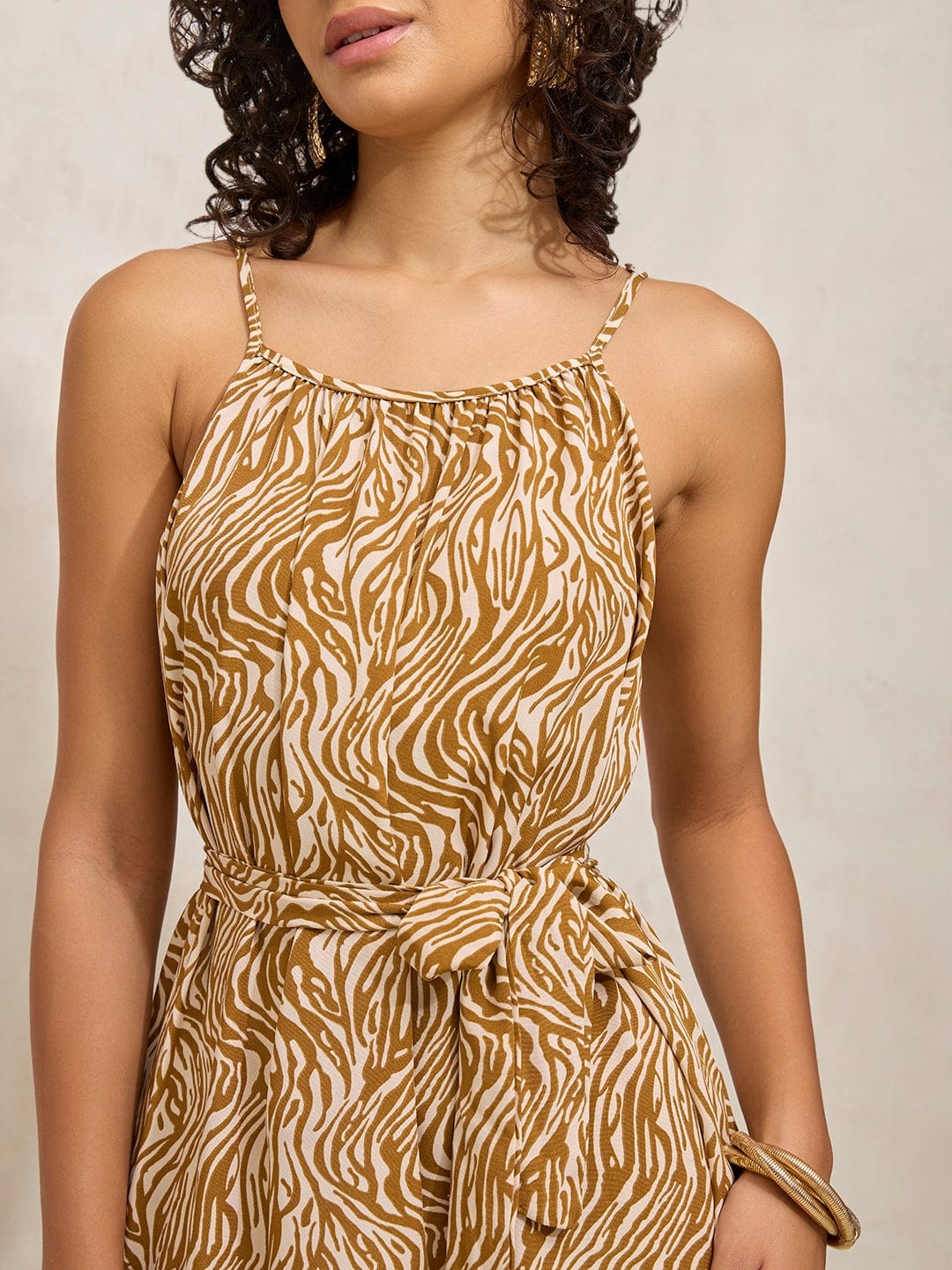 Women's Animal Print Brown Maxi Dress