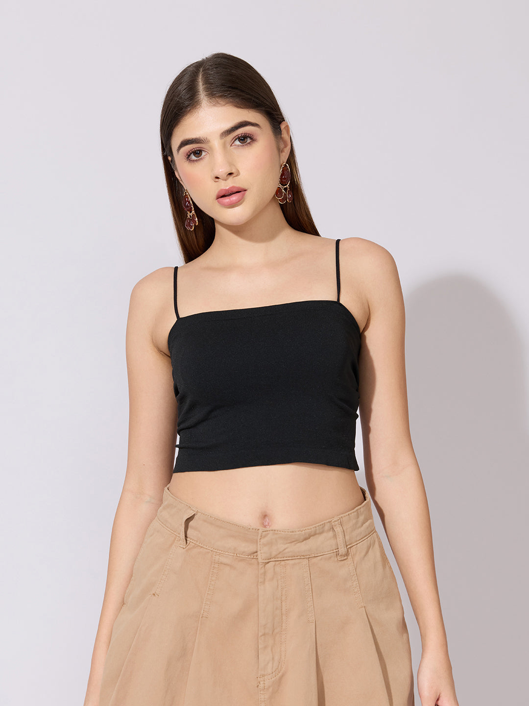 Women's Crochet Brown Full sleeves Top with Inner