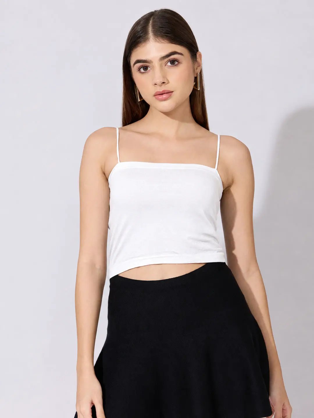 Women's Crochet Black Brown Full sleeves Top with Slip