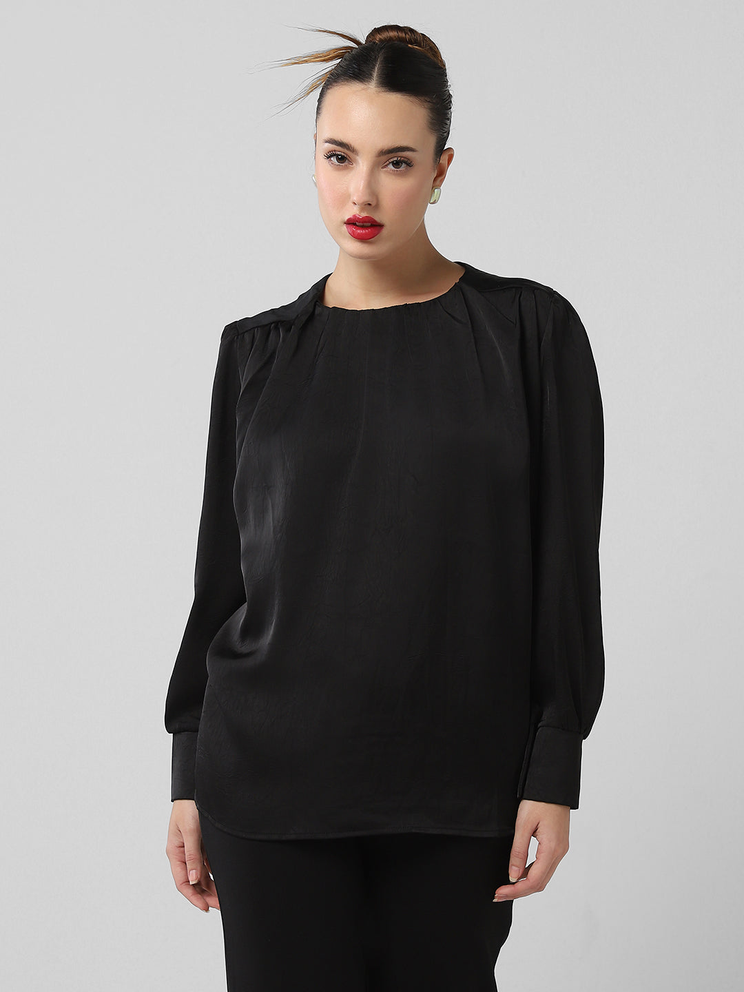 Women Black Solid Top