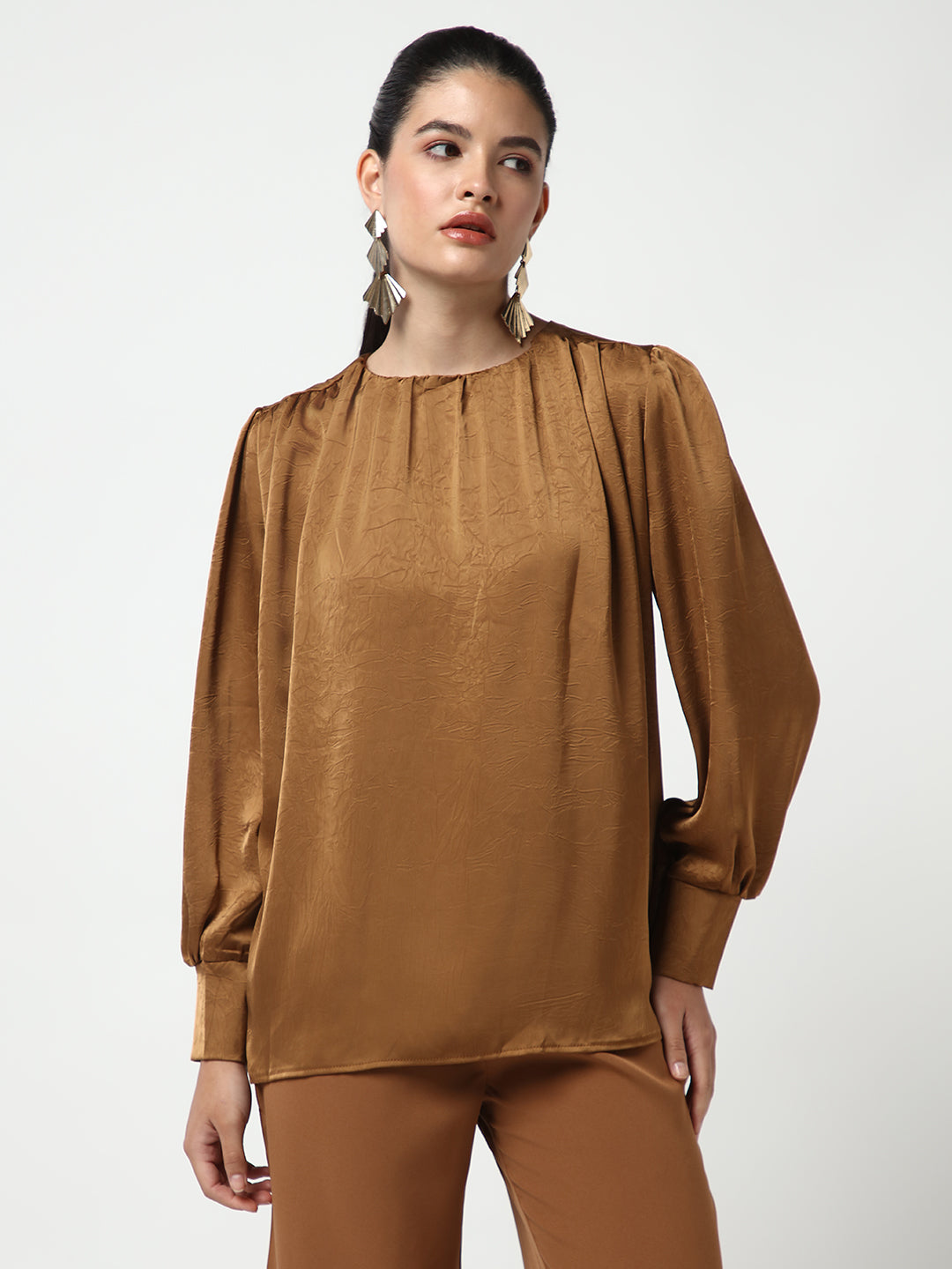 Women Brown Solid Top