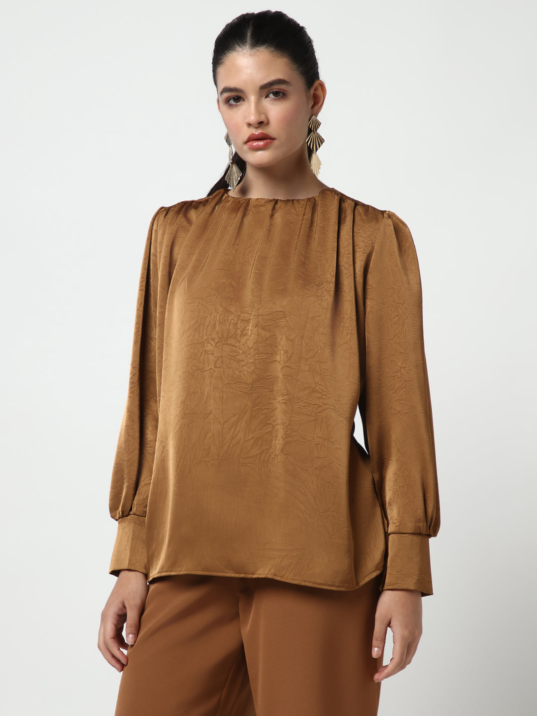 Women Brown Solid Top