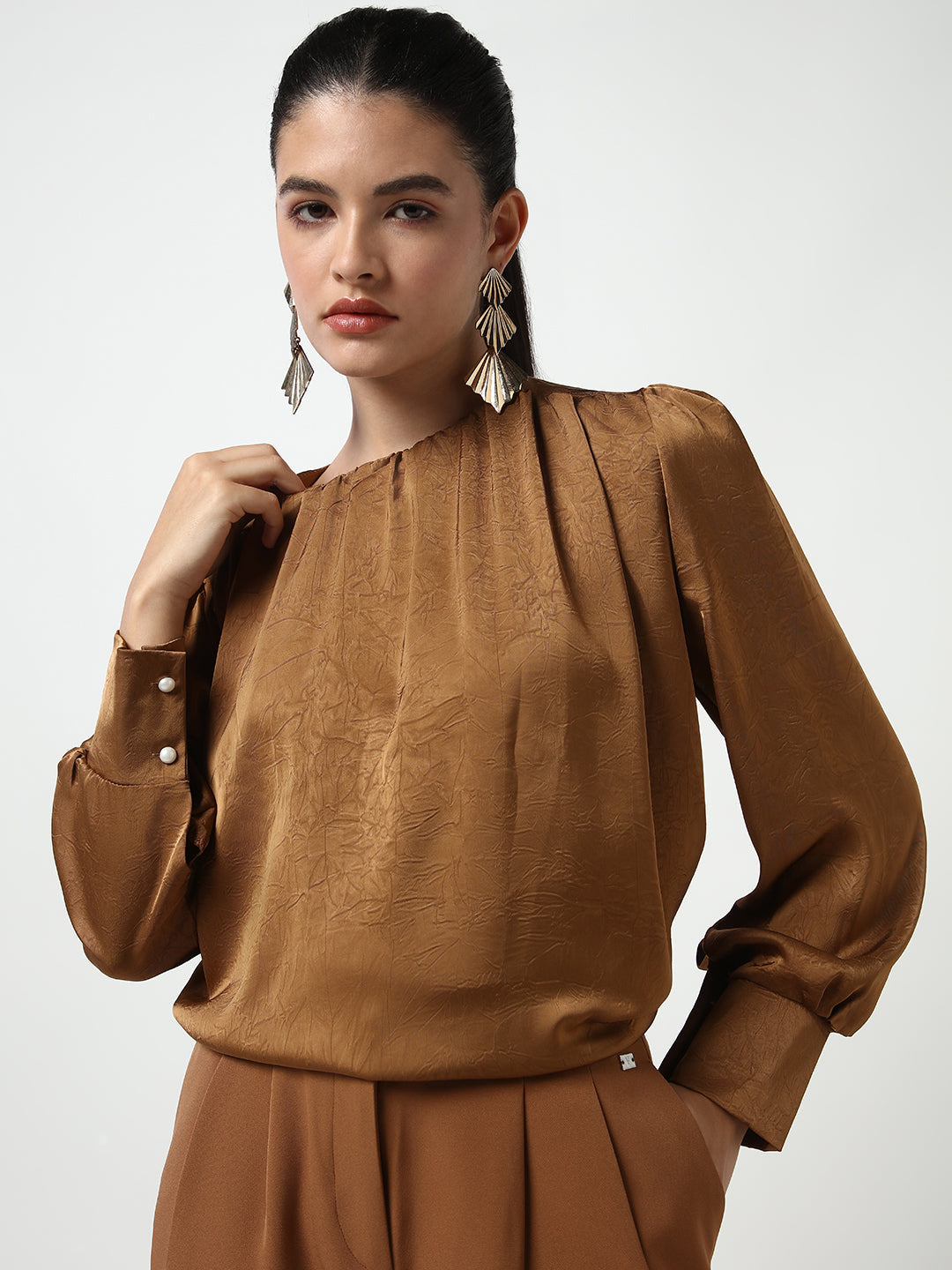 Women Brown Solid Top