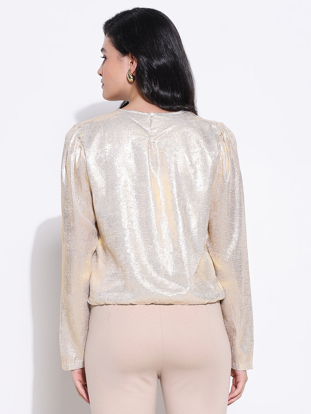 Women Gold Solid Top