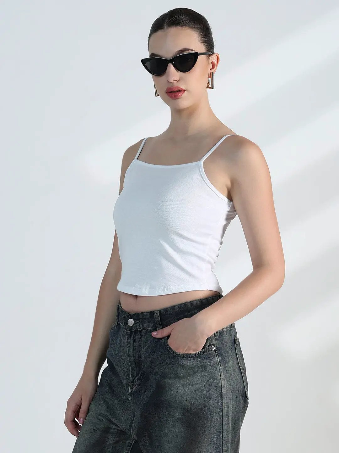 Women's Black Crop Sweatshirt with Chain Detail - from SHOWOFFFF