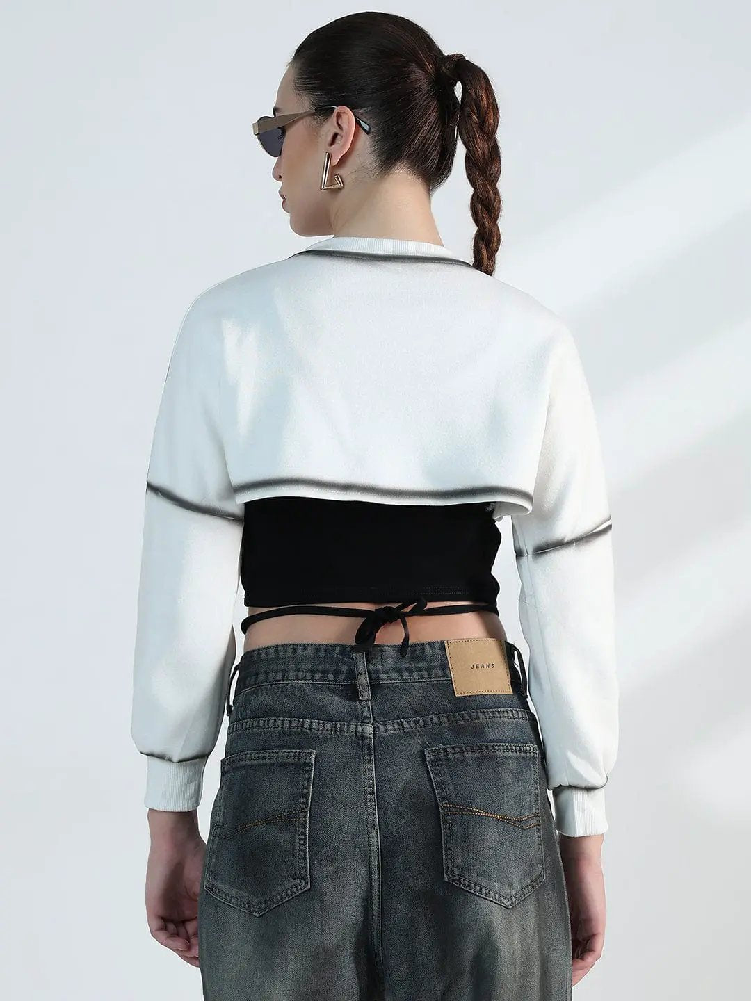 Women's White Oversized Crop Top with Inner Tank Top - from SHOWOFFFF